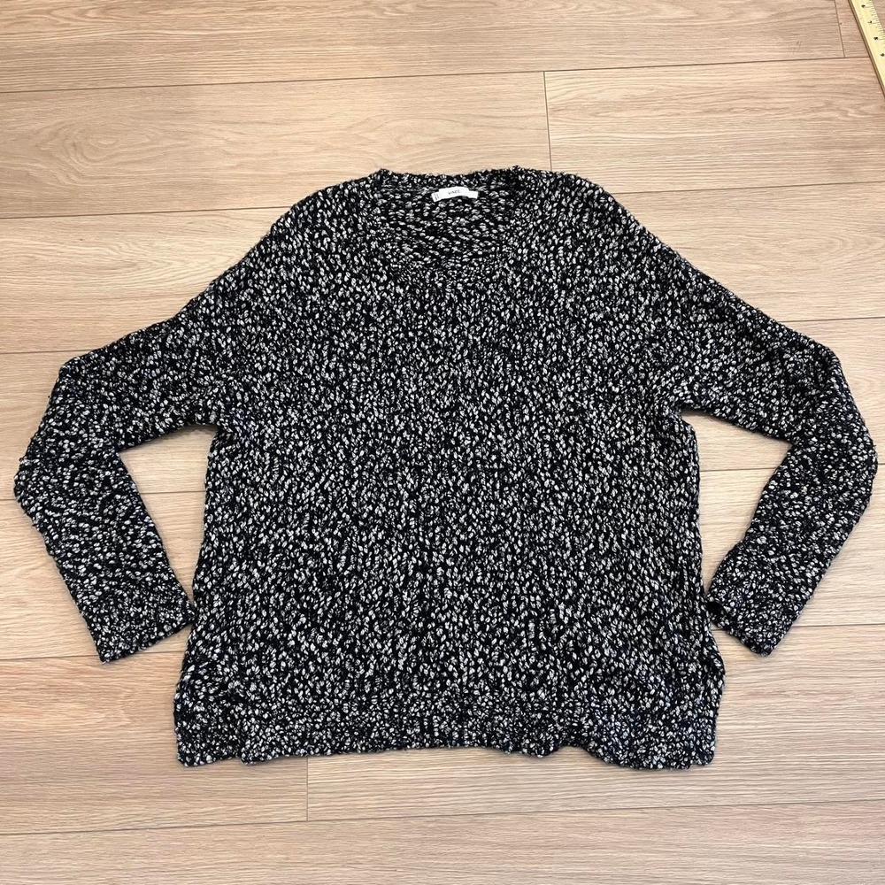 Vince Black Chunky Marled Knit Sweater Oversized Women Large Minimalist Coastal